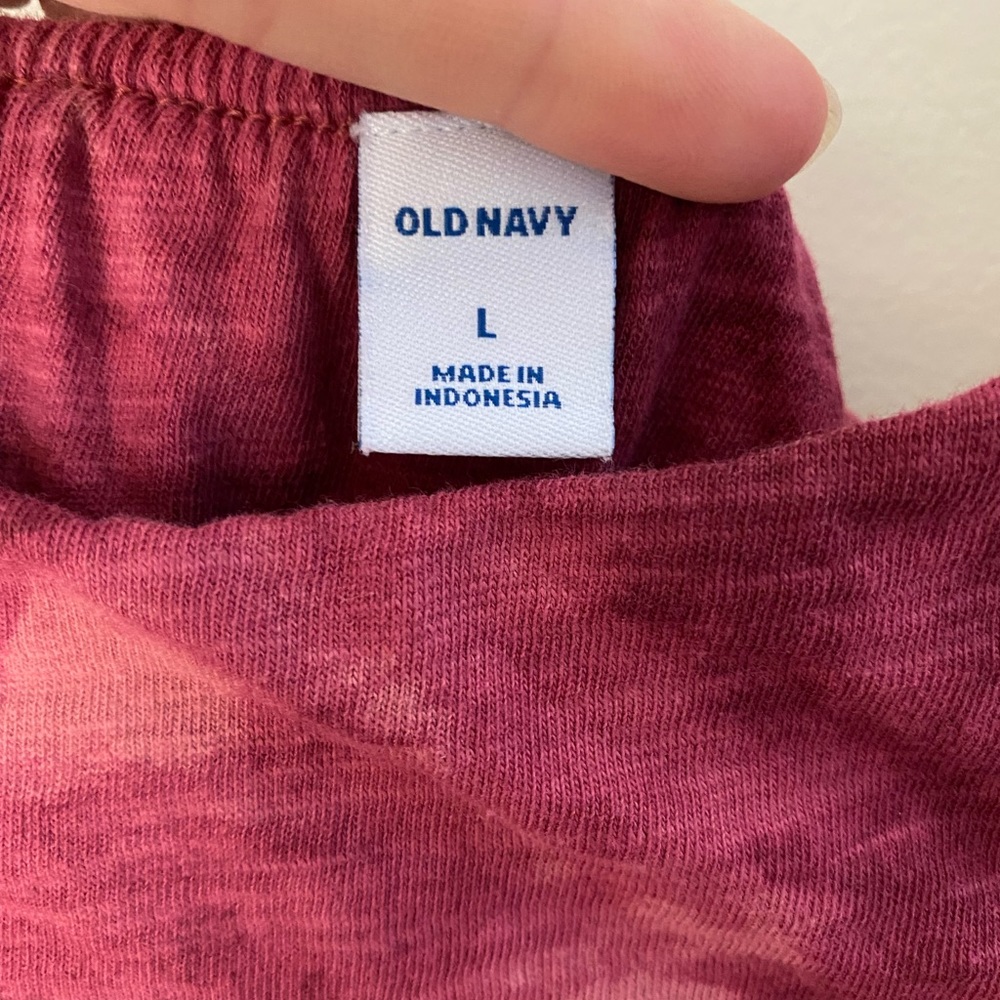 Old Navy Tie Die Waist Defined Midi Dress Burgundy L - Picture 10 of 12